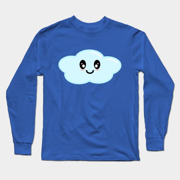Kawaii Cute Cloud Character - Blue Long Sleeve T-Shirt by Kelly Gigi